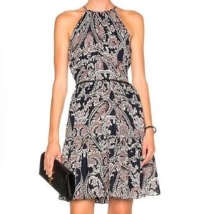 L’AGENCE Alyse Paisley Silk Halter Dress
